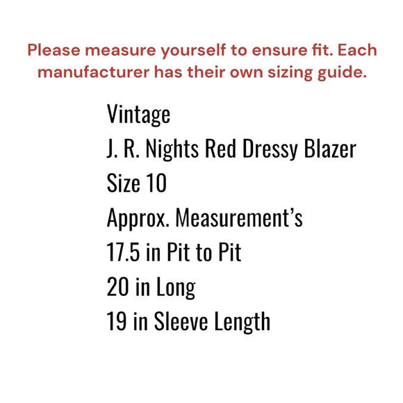 J. R. Nites by Caliendo Jacket Size 10 Vintage Red Rhinestone Buckle Zip Back - Picture 7 of 15